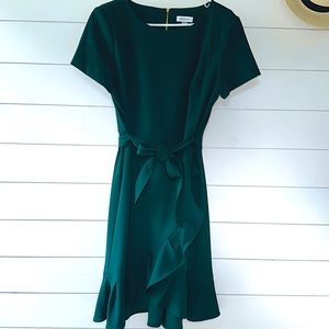 Calvin Klein Emerald Green Ruffle Skirt Dress